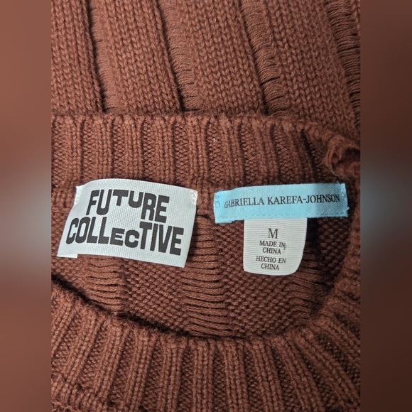Future Collective Gabriella M Chocolate Brown Sweater Tight And Loose Knit - Picture 4 of 5